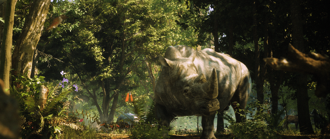 immersive Experience Unreal ecosystem forest animals CGI 3D billboard jumgle