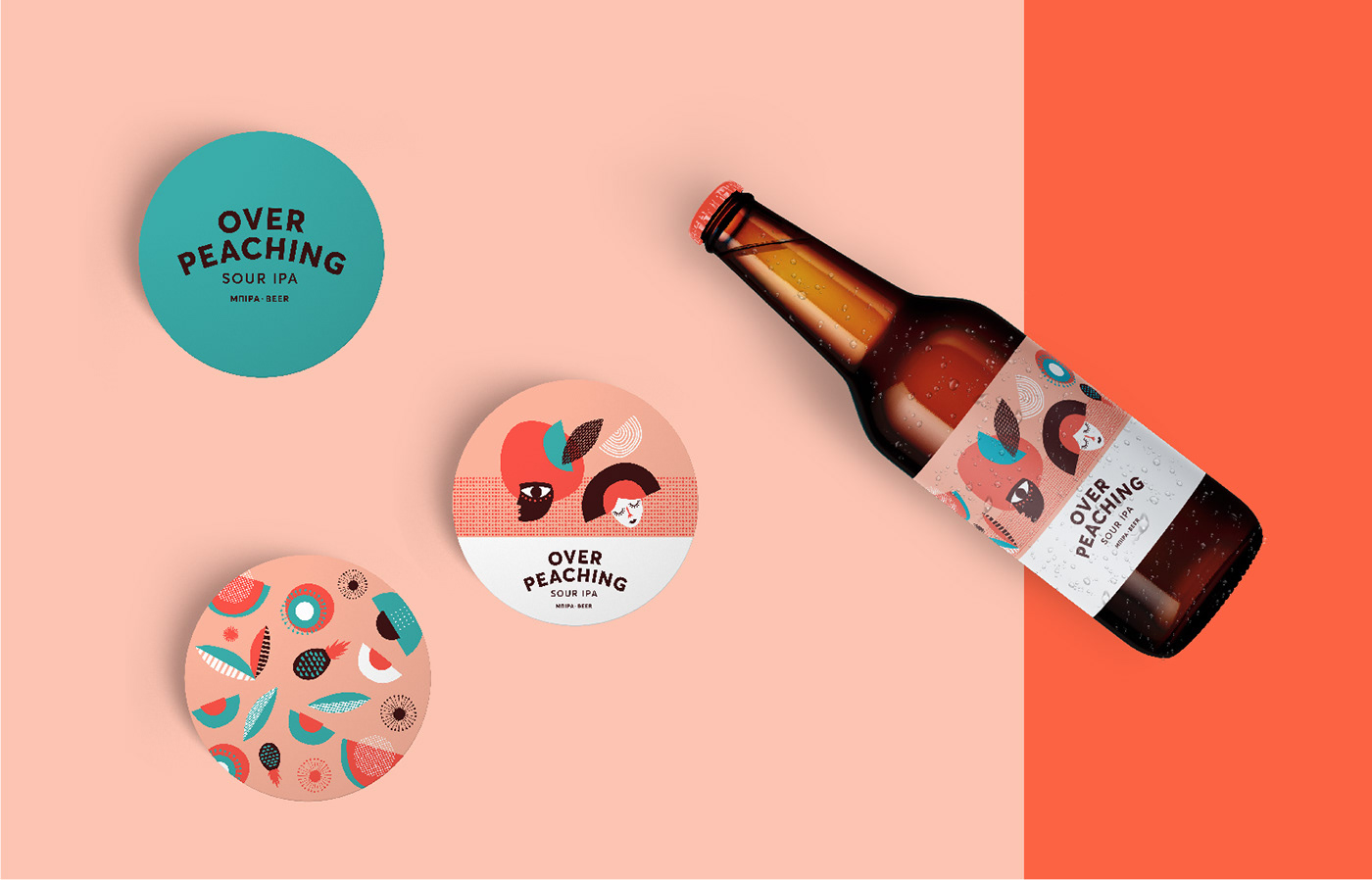 beer bottle colours hops ILLUSTRATION  malt minimal peach peaching Typeface