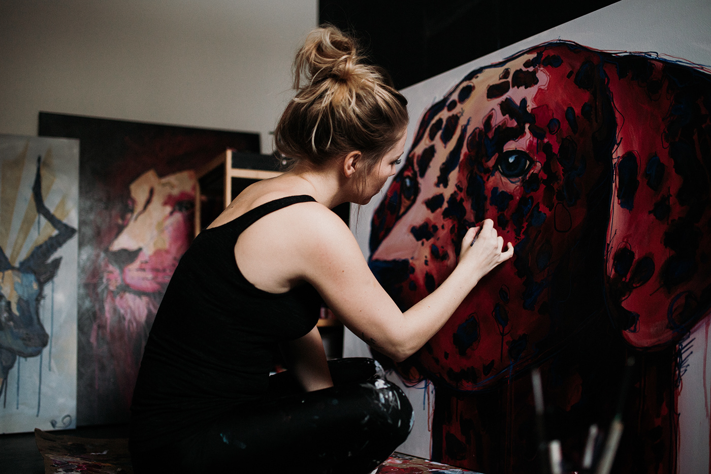 dalmatien dog animal acrylic paint art color