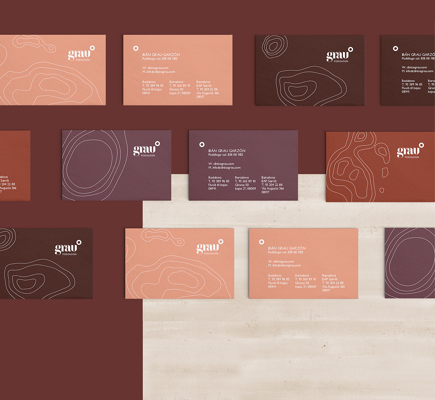 Health zen ground Soft Colors Web flyer Business Cards cards grau clinica ArtDirection marcas brand graphic Website