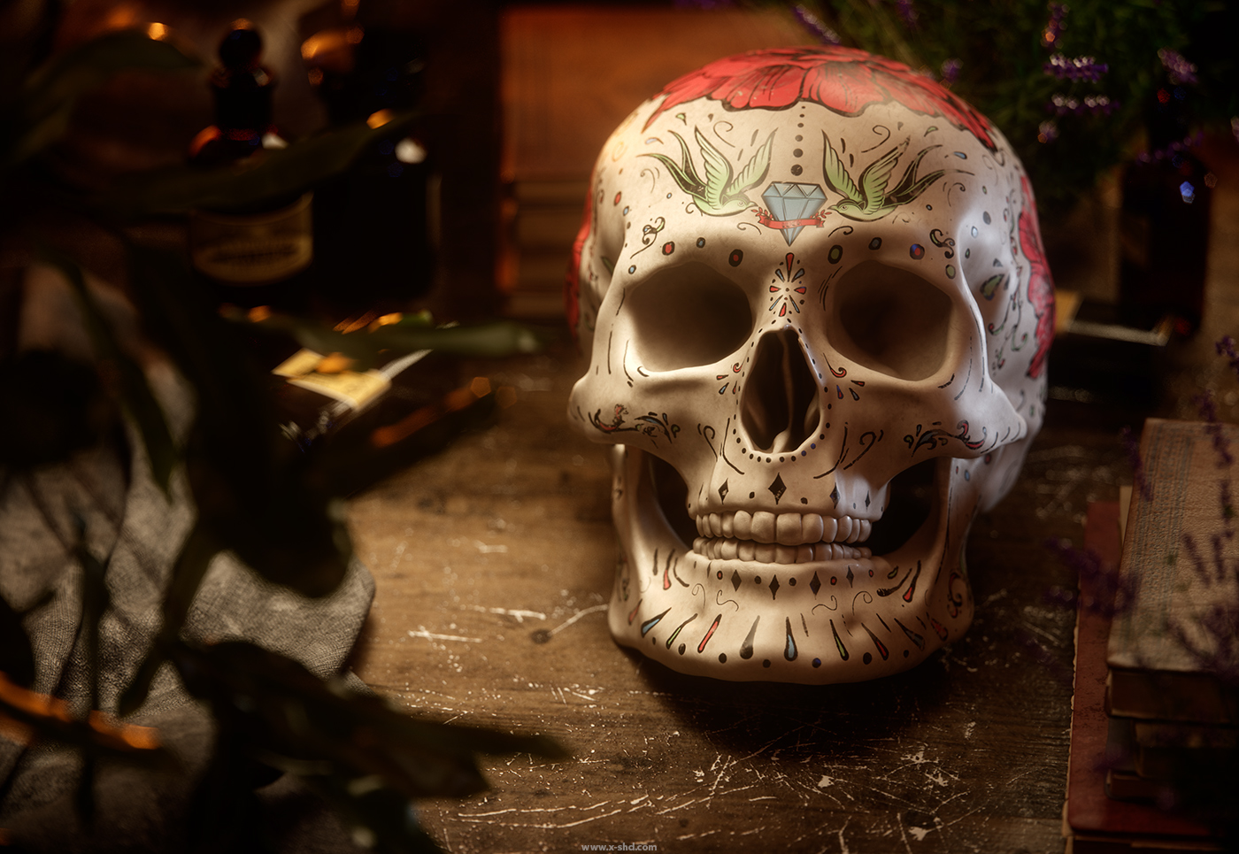 3dsmax CGI FStorm design skull Zbrush Render sugar