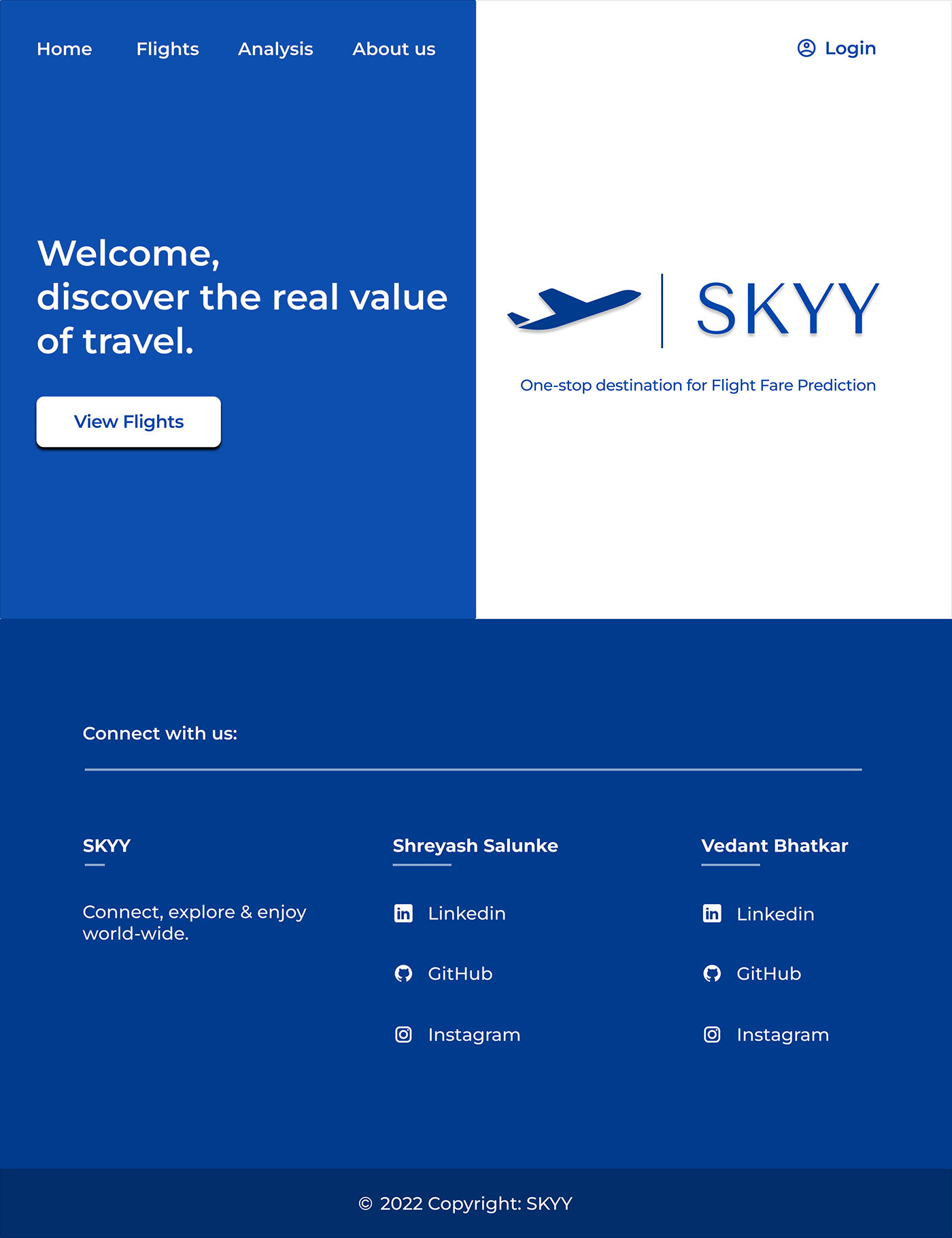 Landing Page of SKYY Website