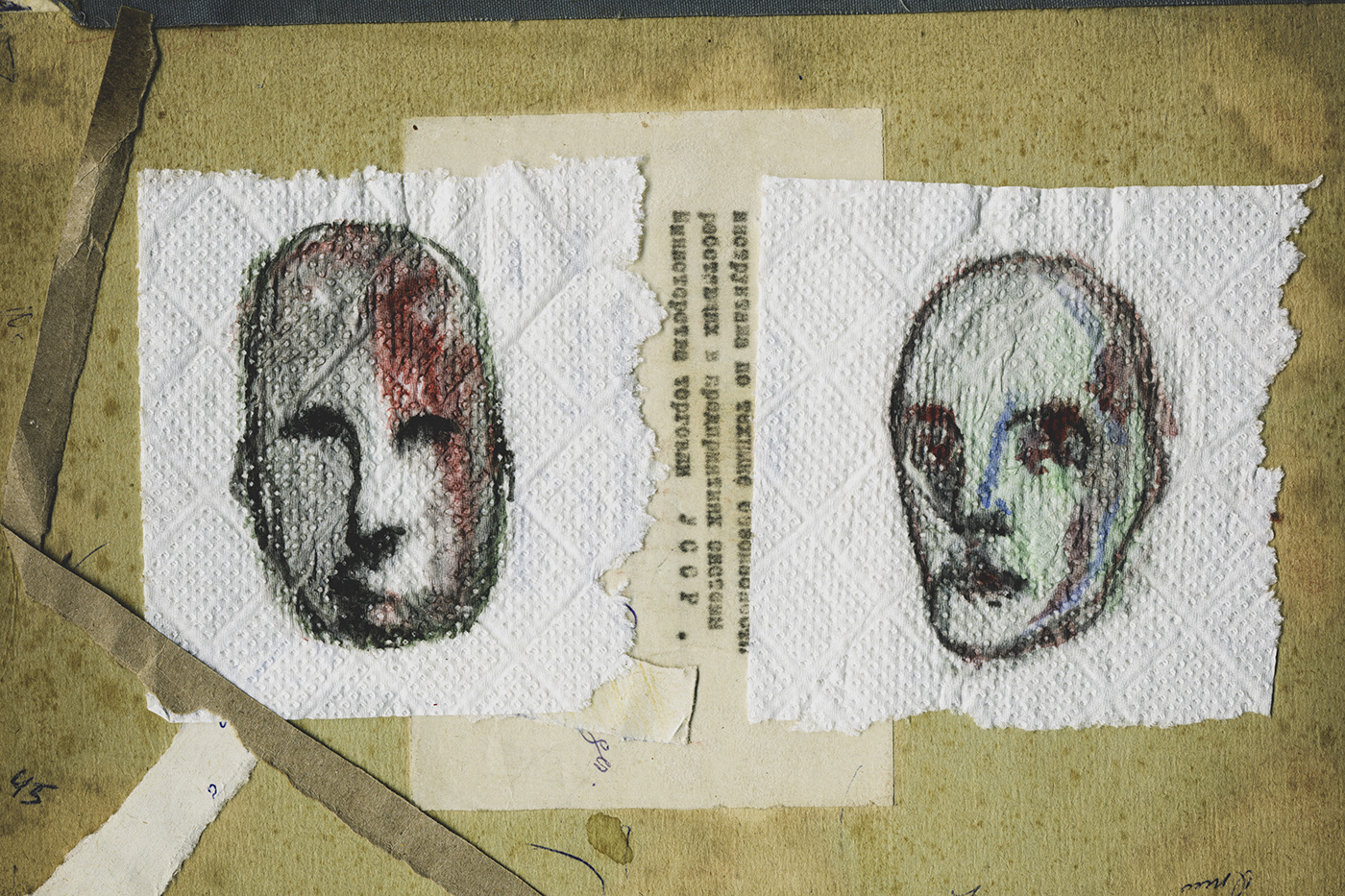 collage concept face horror identity portrait strange vintage visual watercolor