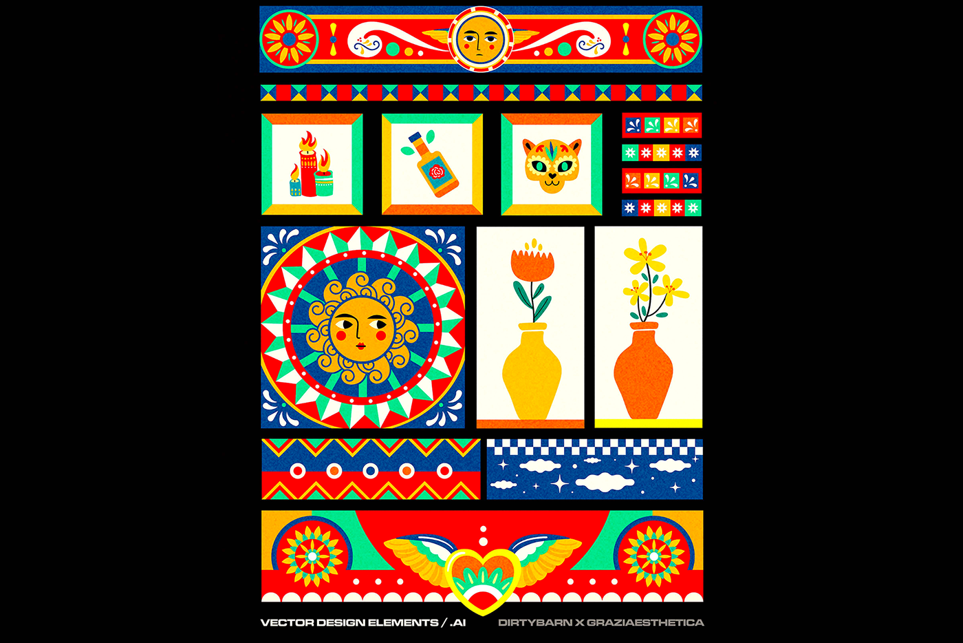 design elements graziaest Mexican mexican style vector shapes