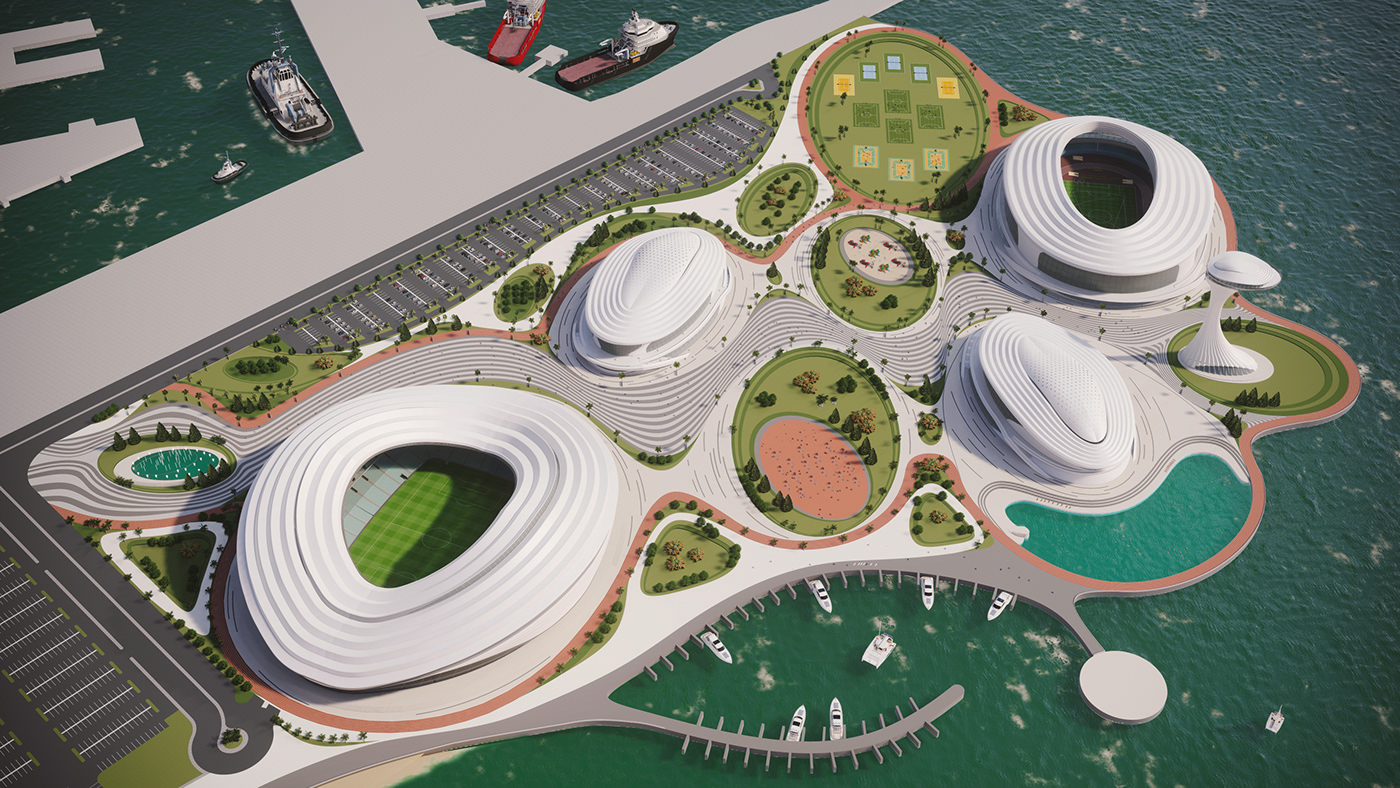 athletics lanscape Master Plan olympic park Olympics Park Sports center stadium water front youth center