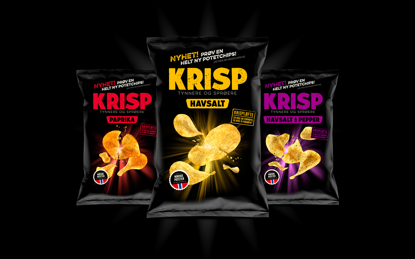 norway sørlandschips Krisp flat chips chips fjeldheimpartners concept logo identity
