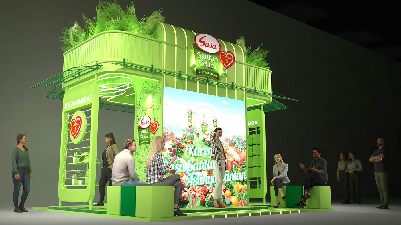 The Sasa green booth and measures 3x3 meters.