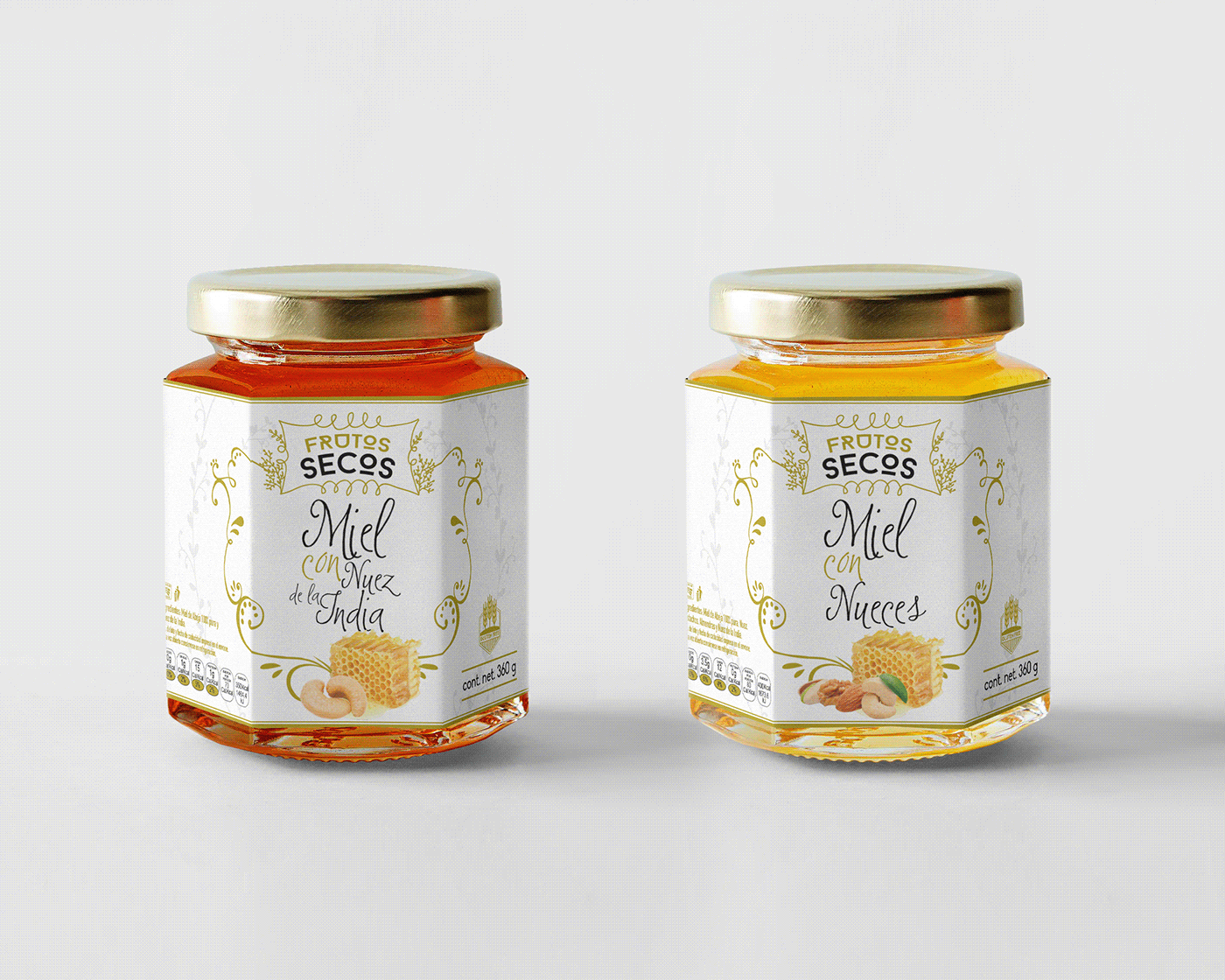 honey Packaging brand identity Graphic Designer miel Miel de Abeja etiqueta almendras nuez PicadilloIlustrador