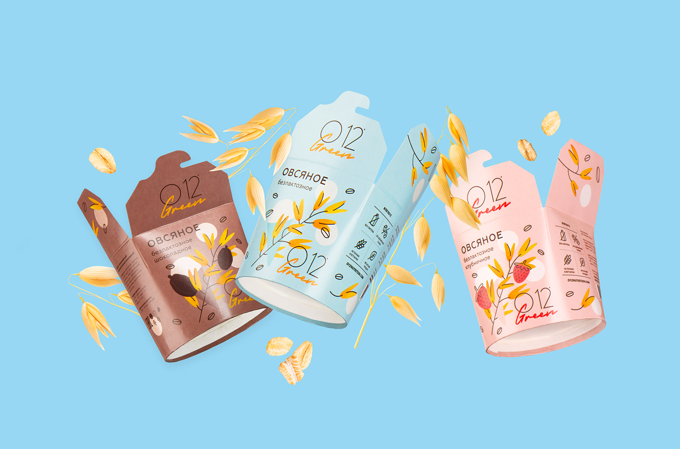 Packaging graphic design ice cream product packaging vegan oat milk