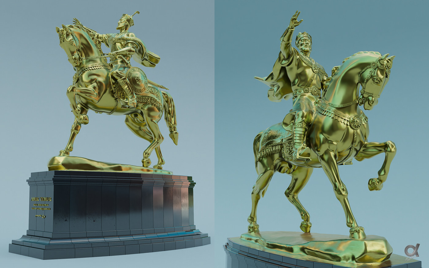 gold statue 3D modeling