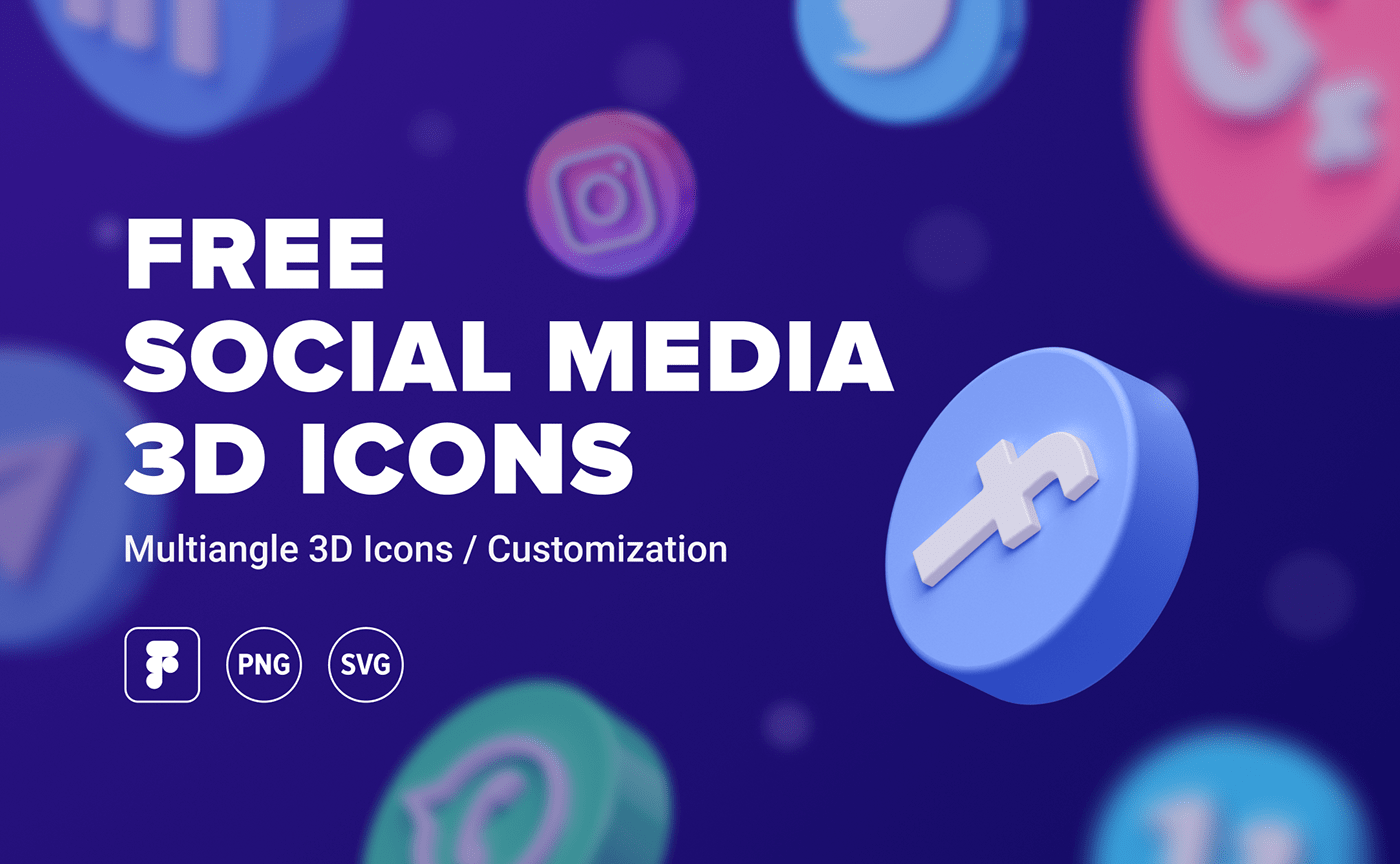 3D Figma free freebie icons media social svg UI ux