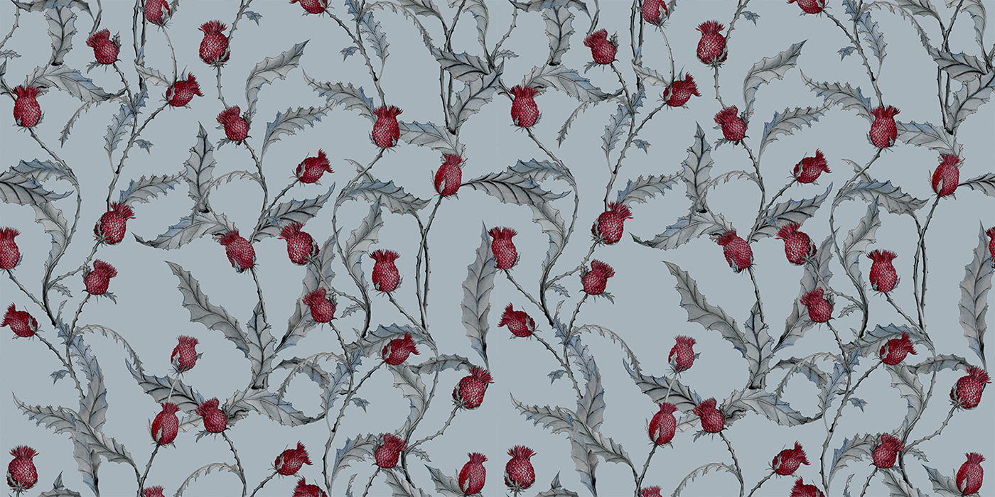 art botanical floral Flowers hand-drawn ILLUSTRATION  ink Nature pattern textile design 