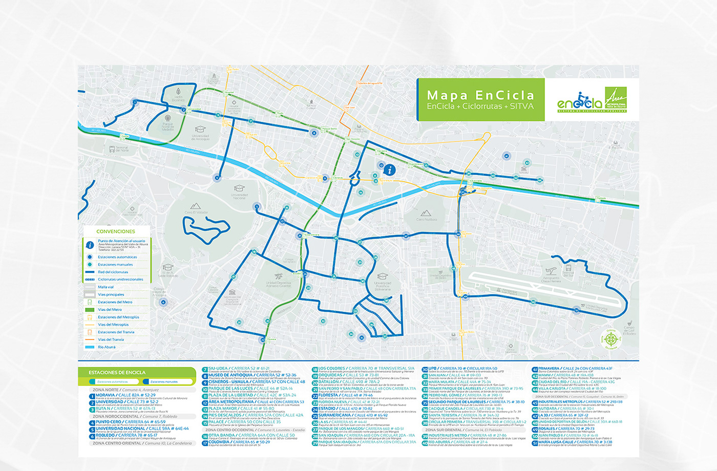 AMVA Bicycle bikes ENCICLA infographic InfoViz map map design medellin