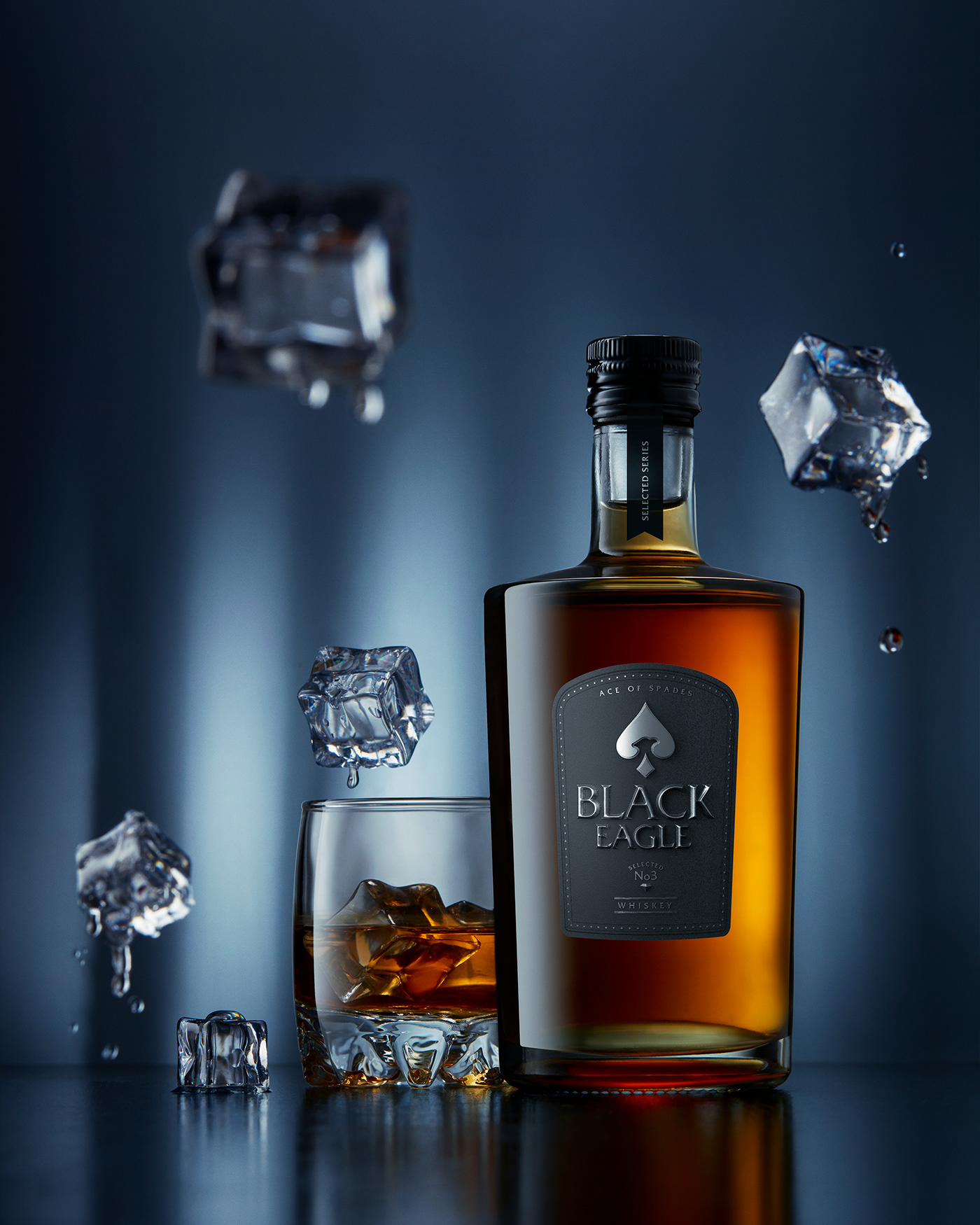 3D Advertising  bottle commercial eagle Photography  product Render Whiskey