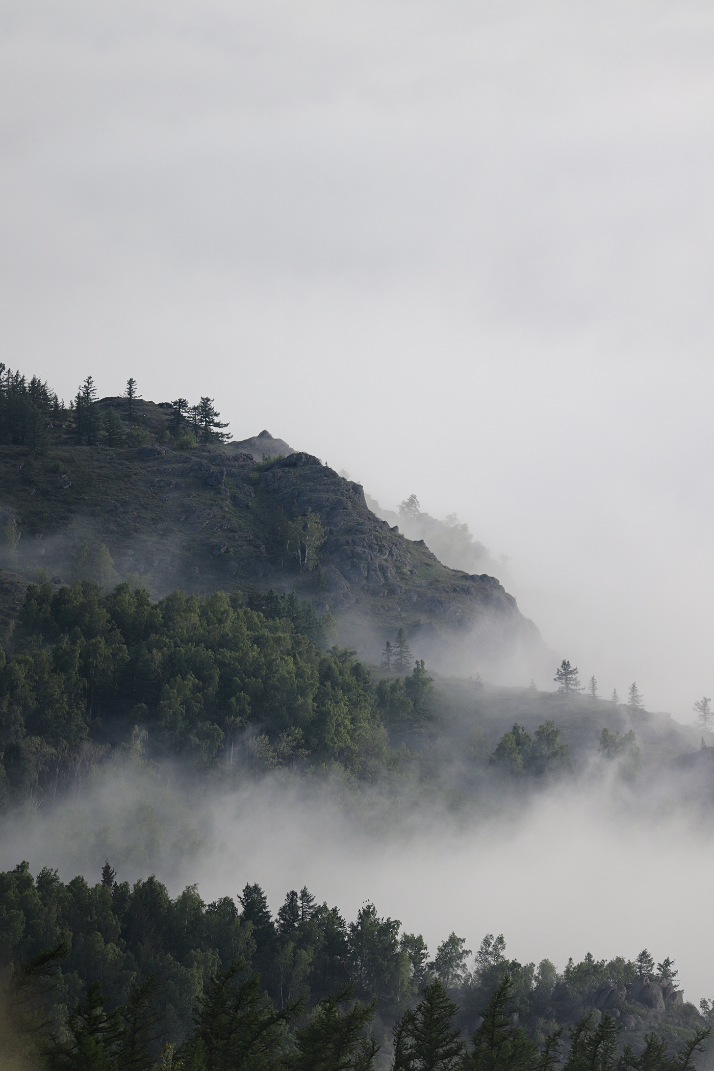 clouds fog forest MORNING mountains Nature photo Project Russia SKY