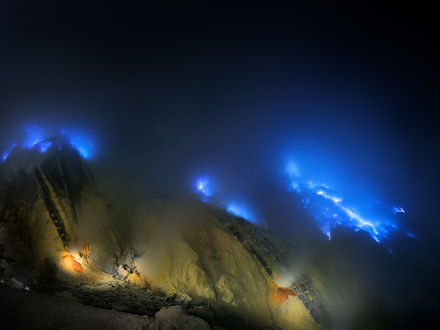 indonesia kawa ijen bali java sulfur volcano blue fire Landscape