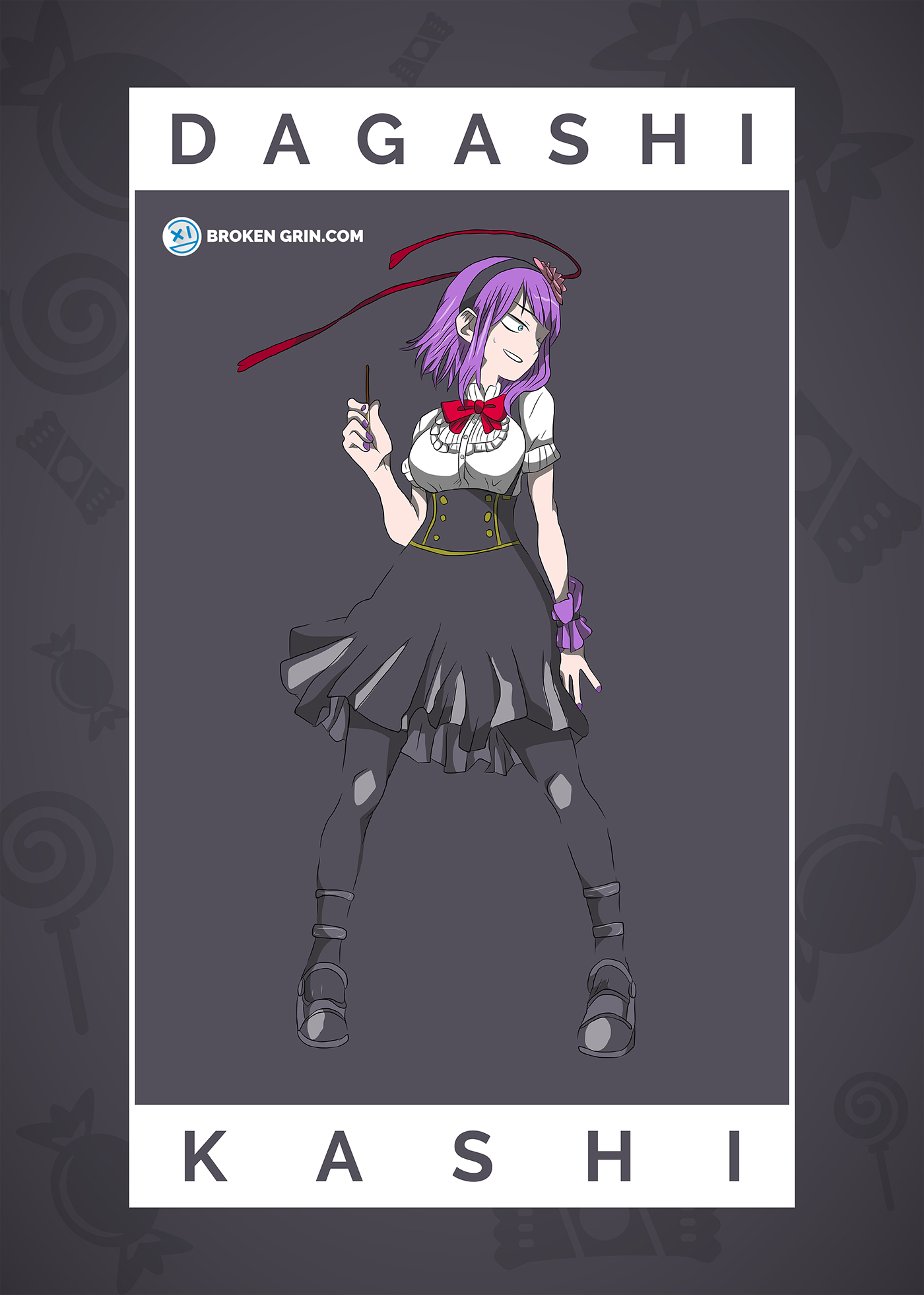 anime manga dagashi kashi Hotaru shidare comedy  adhego Parody otaku Candy gray purple art pop fan girl Drawing  ILLUSTRATION  dress