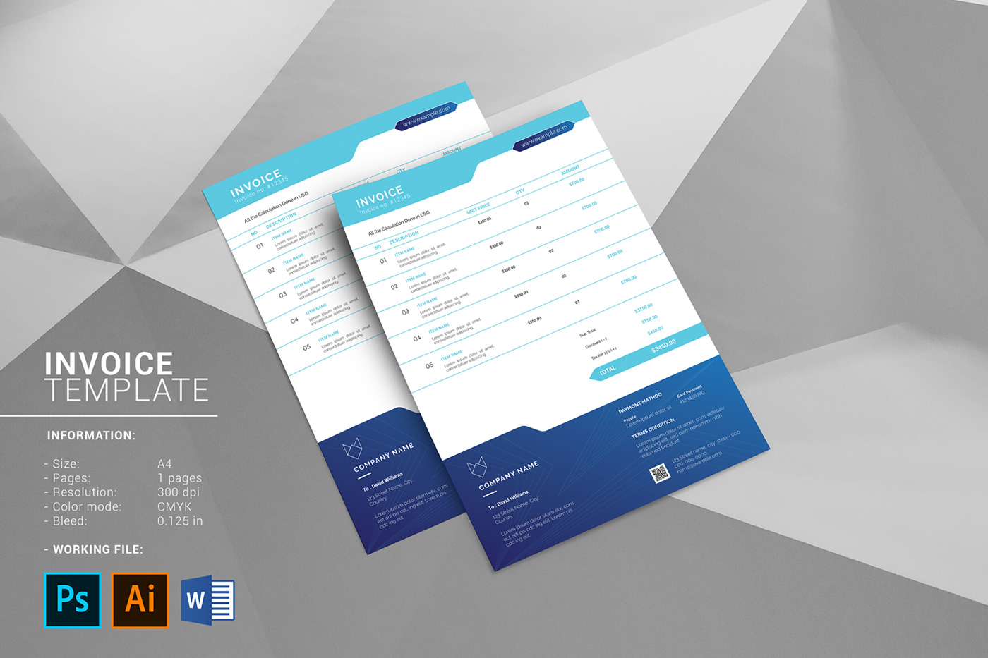 business clean invoice corporate creative illustrator template invoice invoice minimal Invoice Template ms word photoshop template