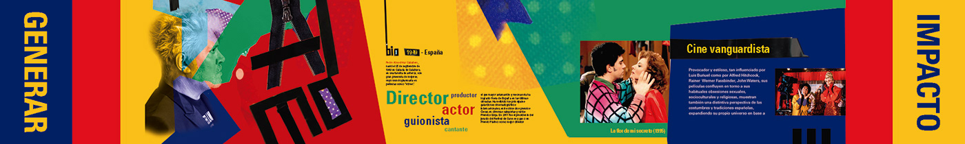 cine Almodovar diseñografico triptico afiche flyer pelicula colores