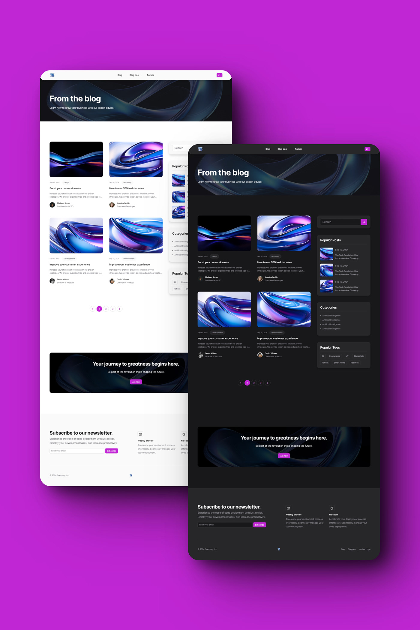 Responsive Design Cross-Browser Blog dark and light themes HTML Blog Template Latest Coding Standards Modern Blog Layout rtl support seo optimized template Tech Blog Design Web Accessibility