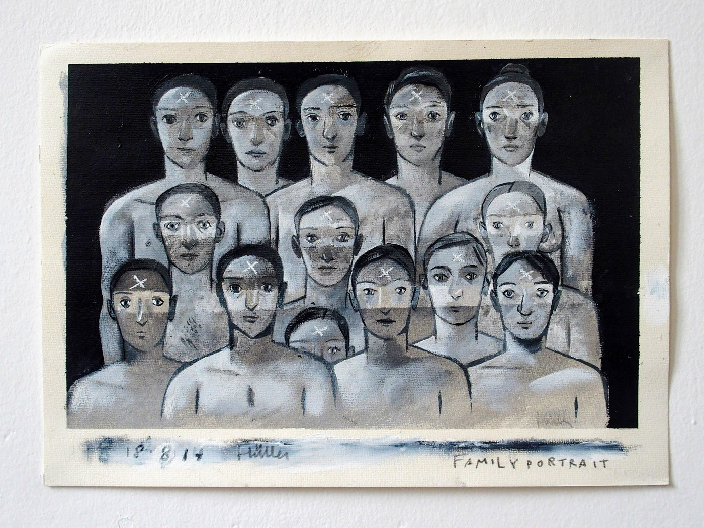 black White Diary painting   acrylic people men women monkeys