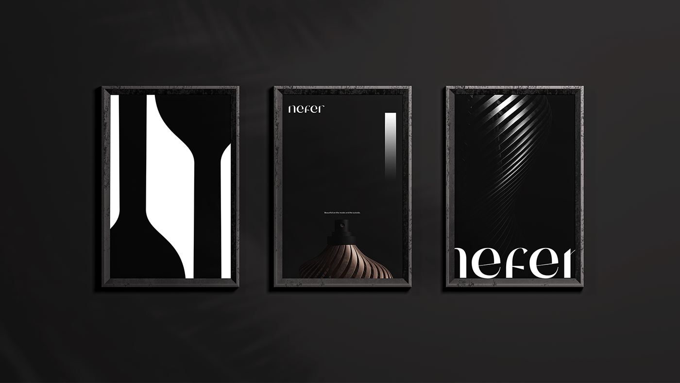 black and gold Logo Design NEFER packaging design perfume product design  female luxuries egypt luxurious