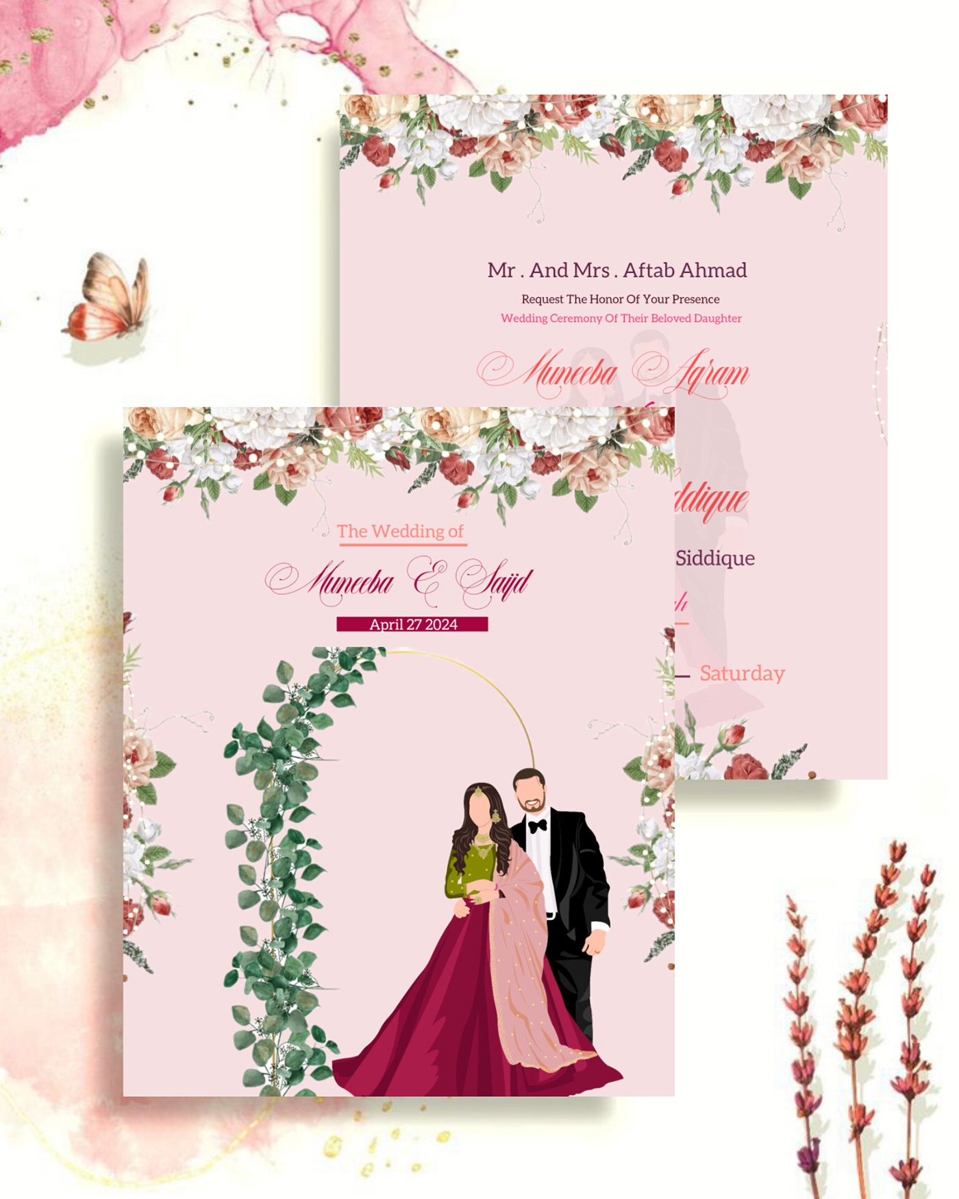 Invitation card design wedding invitation save the date marriage wedding Event ILLUSTRATION  Digital Art 