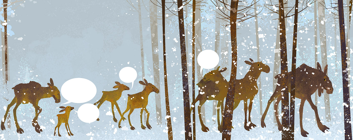 Adventure Time ash Digital Art  forest leaves moose Moose Calf tree trunk Tree Trunks winter