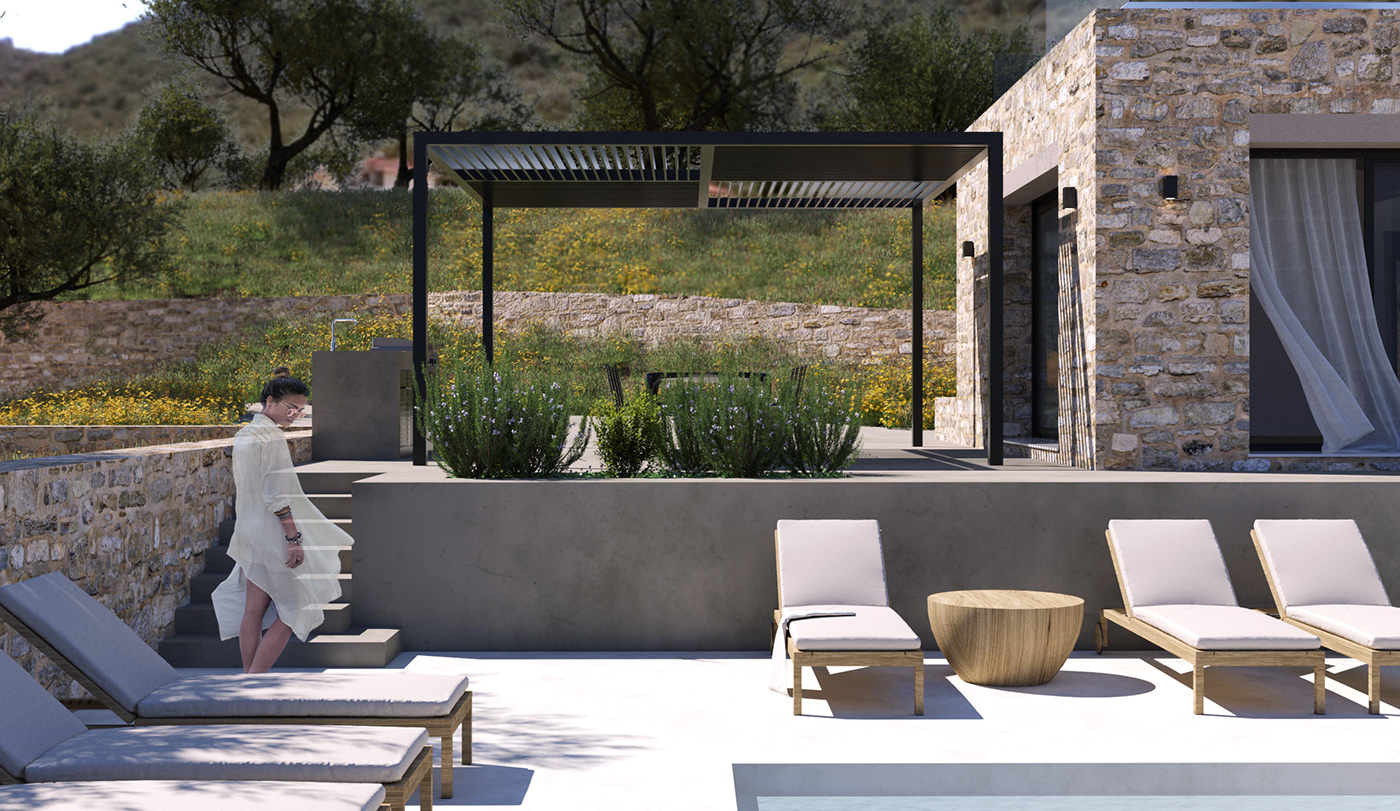 Greece house kitries messinia minimal residential singlehouse stone house tzokas architects
