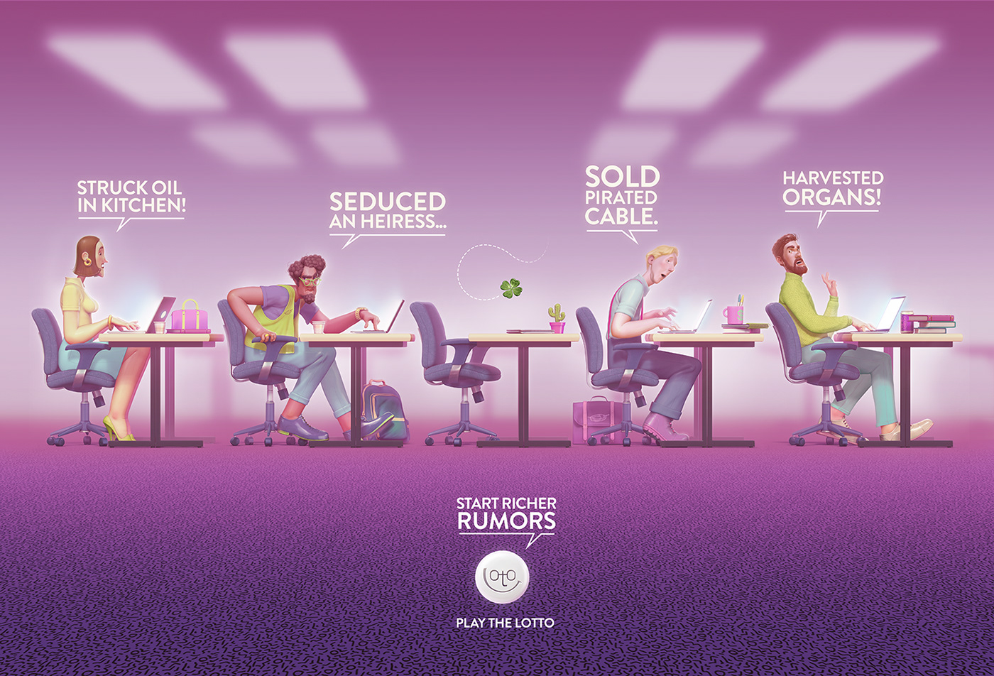 cartoon digital illustration Character design  Graphic Designer Advertising  ads Lotto lambuja Loterias liban