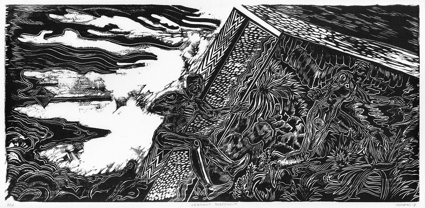 Scifi Sciencefiction woodcut reliefcarving carving android Cyborg printmaking Dystopia