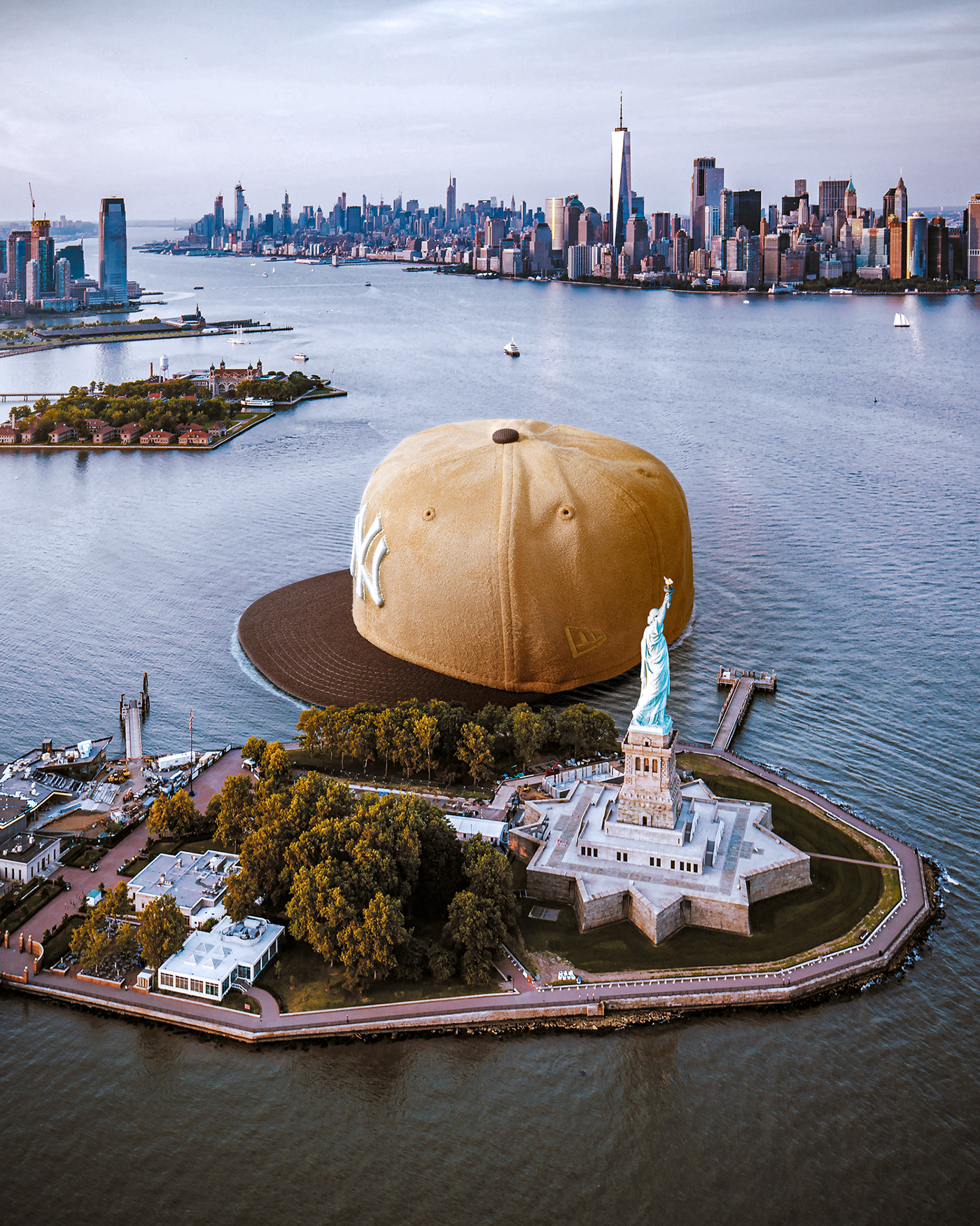 Giant hat photo composite. retouching and image manipulation done with photoshop