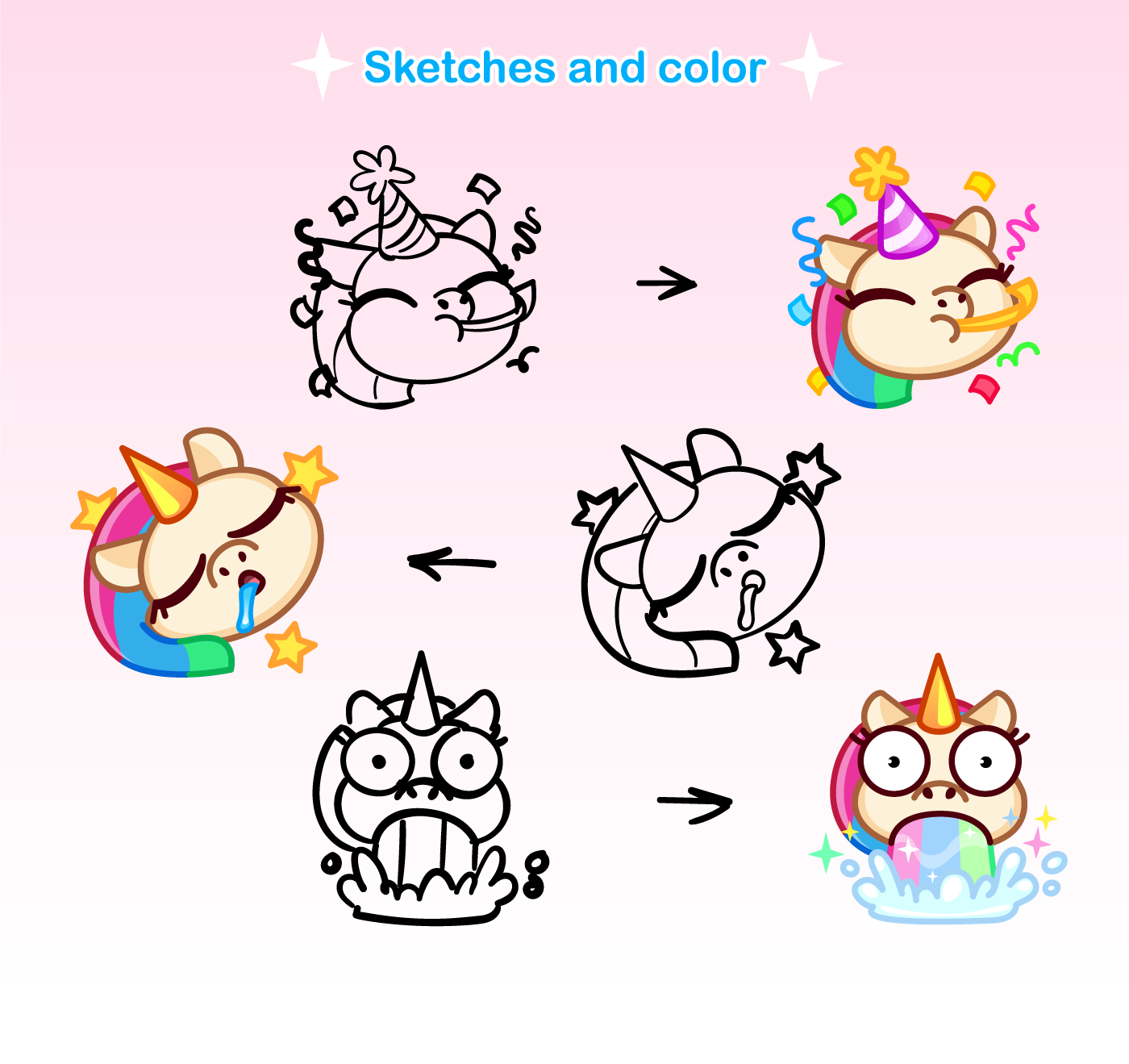 unicorn Emoji stickers Sticker Design Emojis Emoji Design cartoon animation  lottie  lottie animation