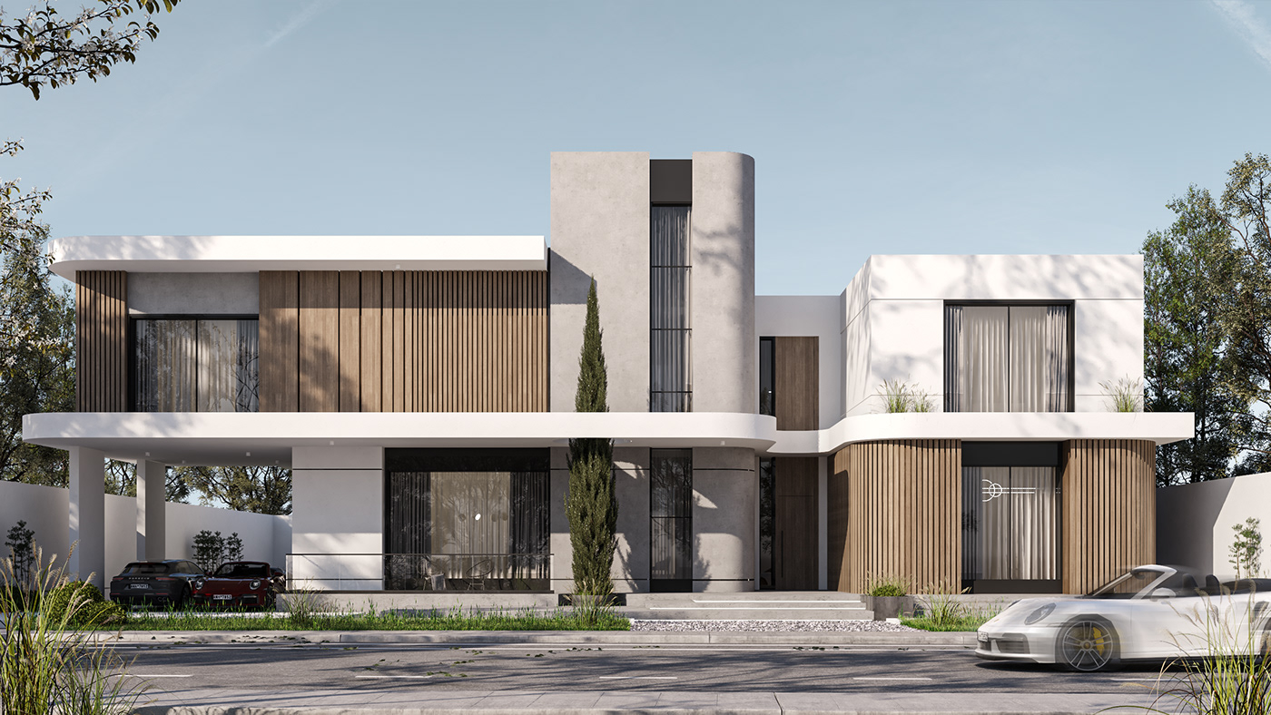 architecture exterior visualization Render modern design luxury house Villa UAE