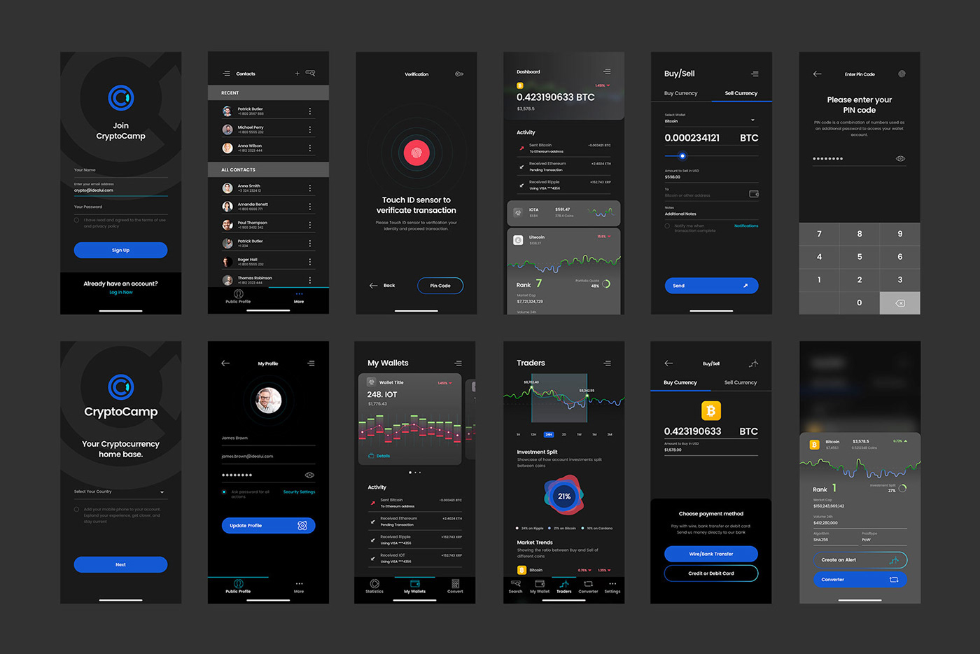 crypto blockchain UI kit app bitcoin ethereal android ios trading