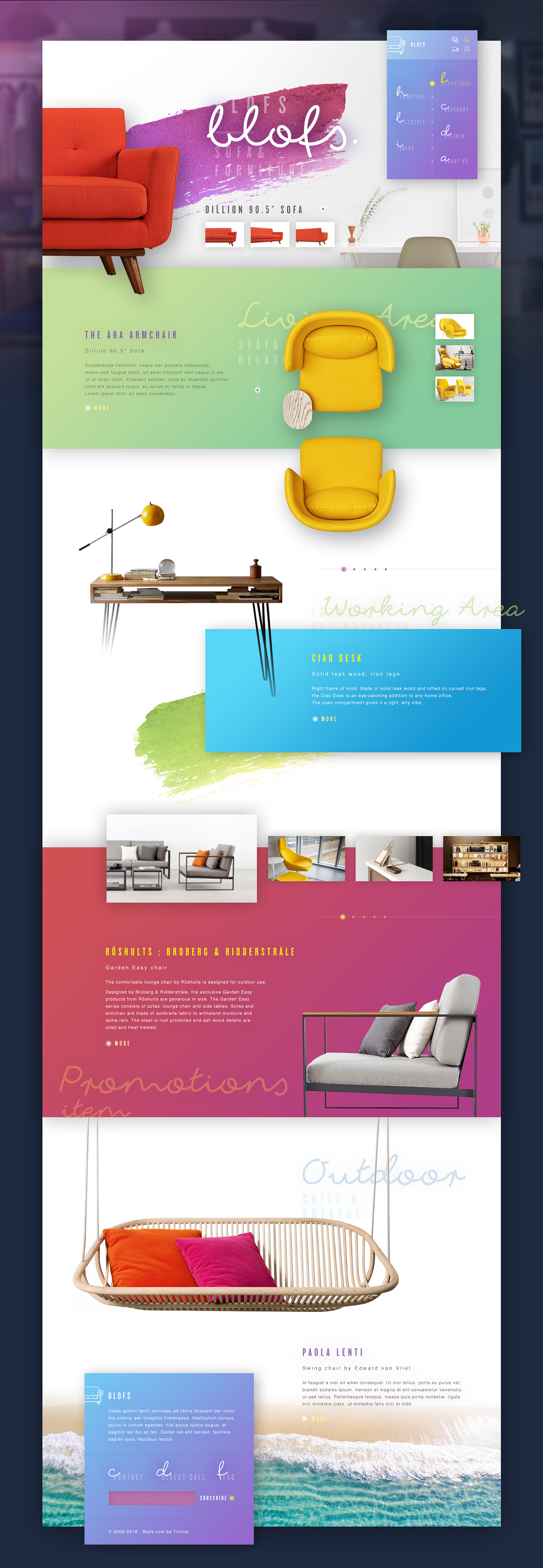 UI design concept Web Website Interface furniture color decorate red