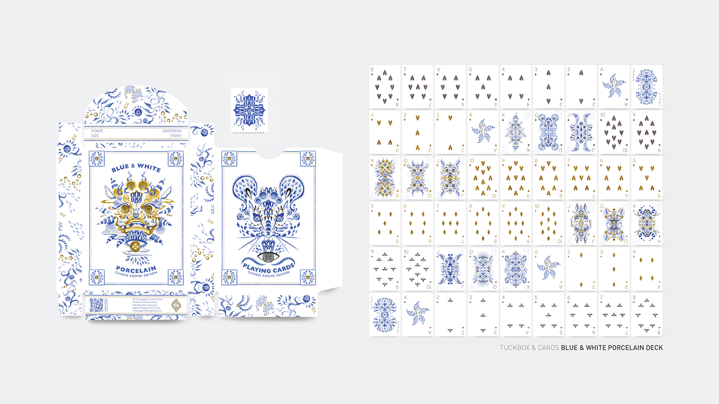 Red Dot Award Winning playing cards by Shann Larsson, Legends Porcelain: Chinese Zodiac Edition 