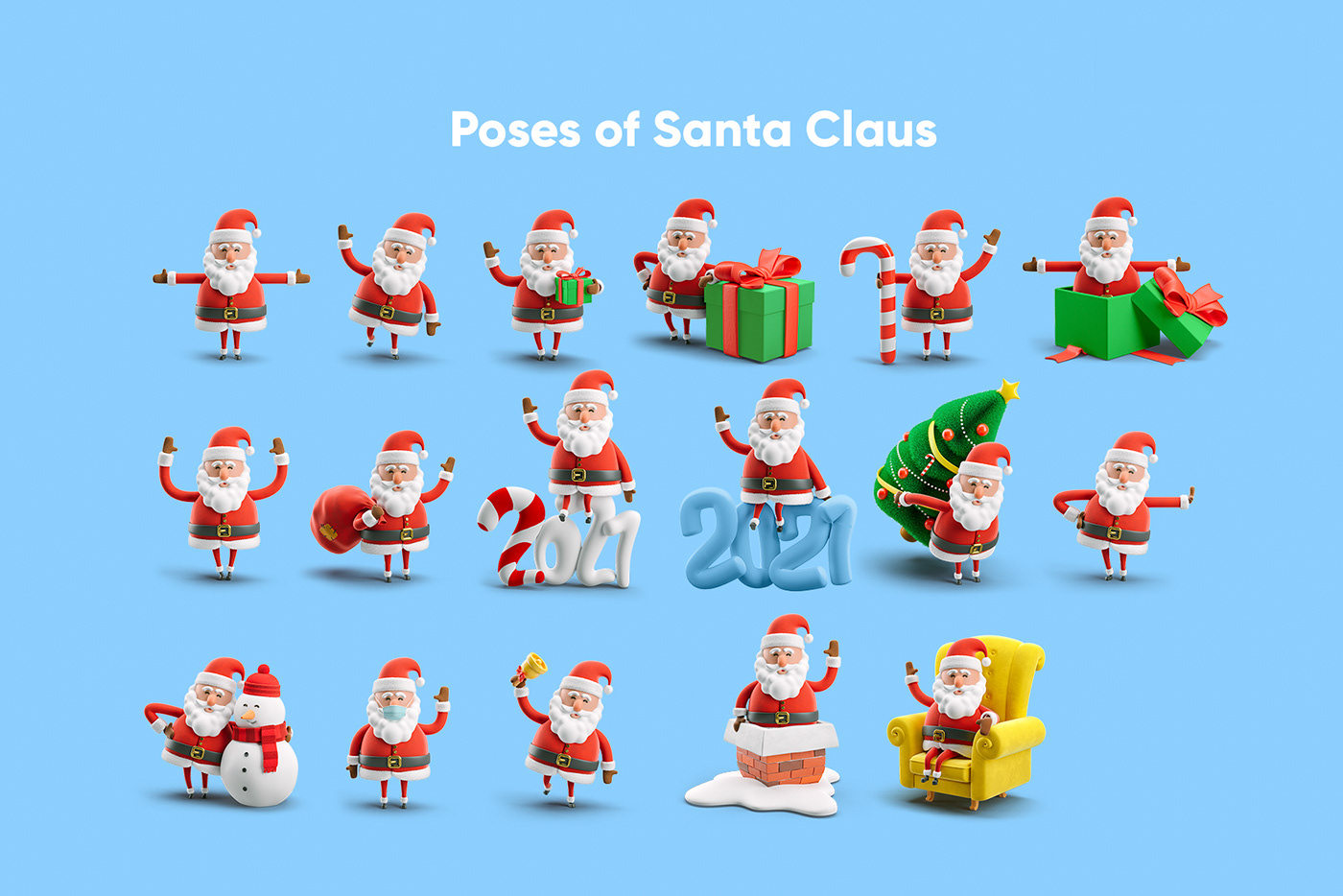 3D 3D Character cartoon Character Christmas design free psd red Santa Claus