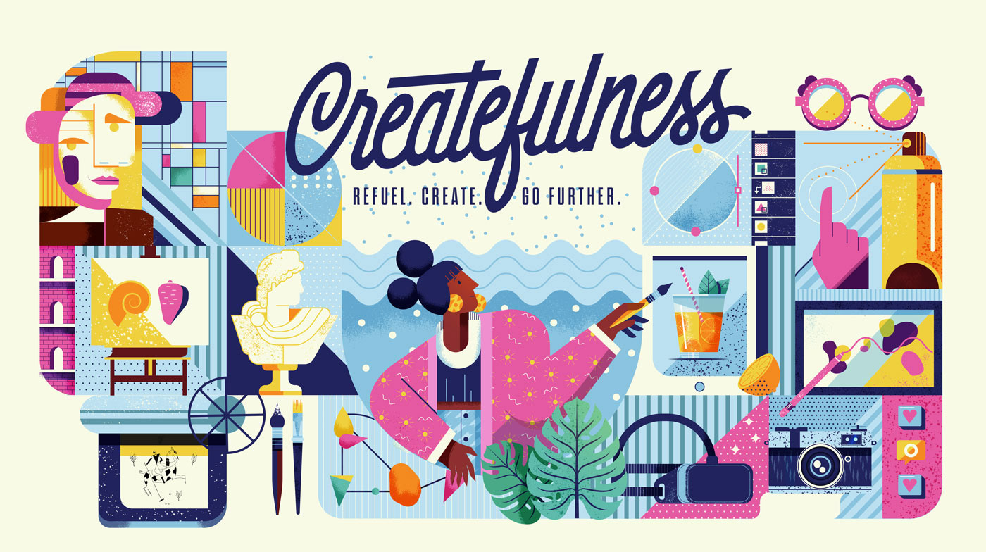 adobe Createfulness art summer lettering motion design vector texture ads