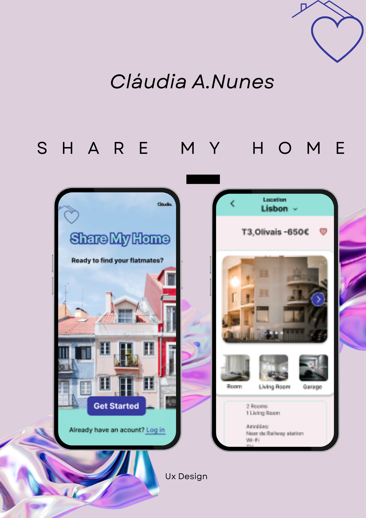 UI/UX house Render Mobile app home co-living roommates Figma UX design roommate