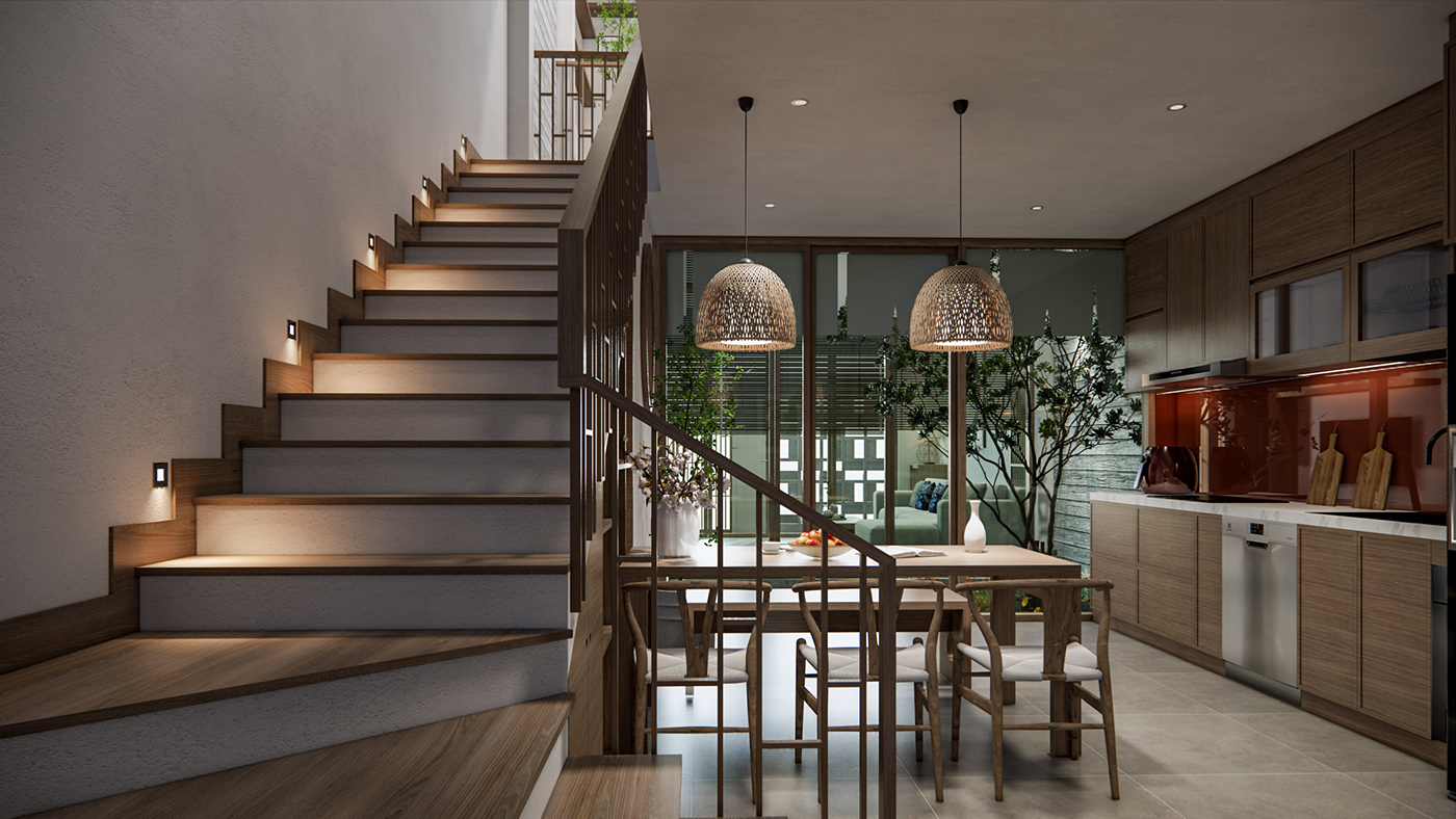 Enscape Render HOUSE DESIGN interior design  japan style minimalist nội thất nhà phố