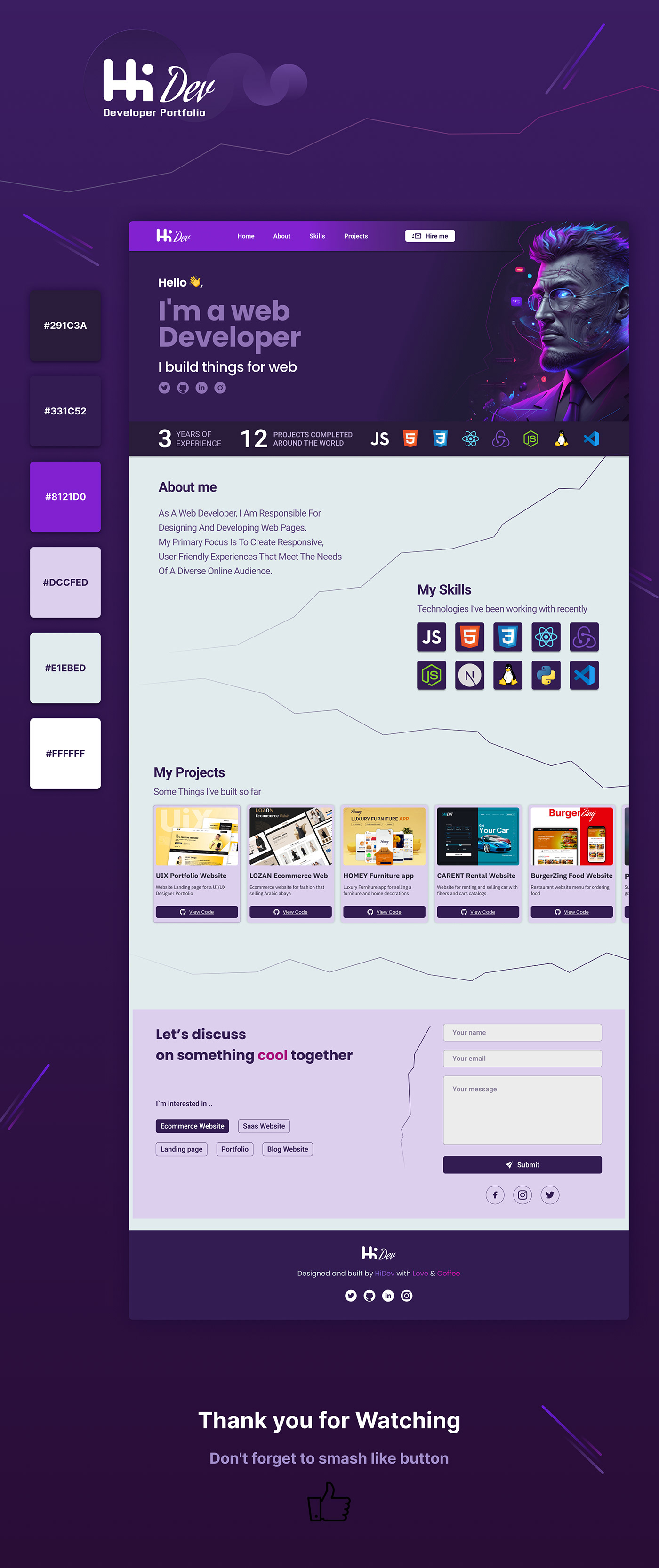 landing page portfolio Website Design UI/UX ui design user interface Figma app design developer website Web Design 