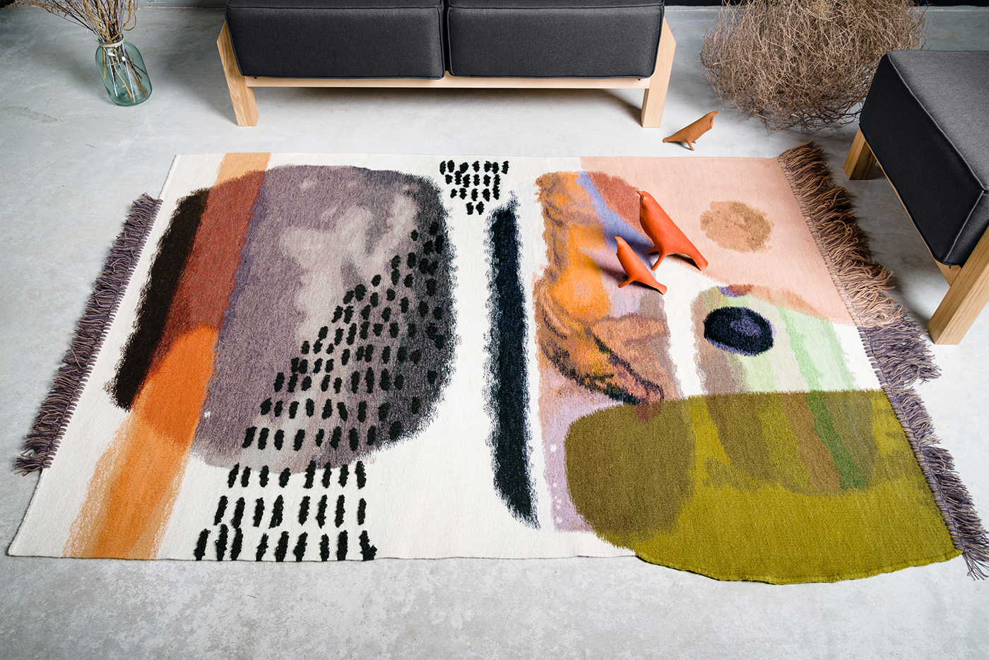 carpet Rug textile watercolor ILLUSTRATION  KononenkoID design Interior decor decoration