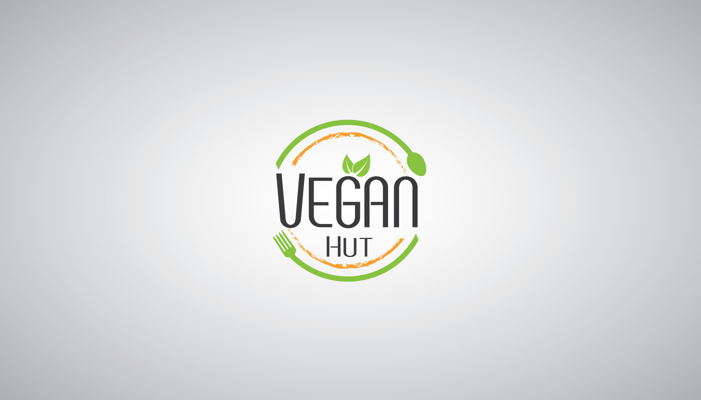 Vegun hut restaurant logo Food  green simple professional Unique