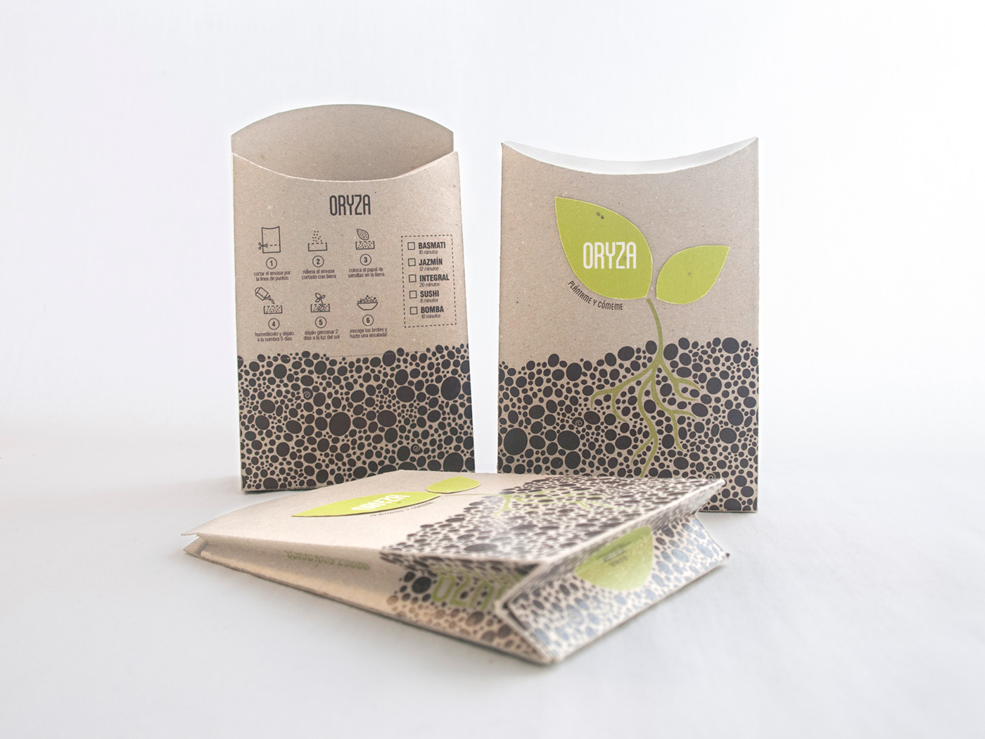 ecopackaging reuse recycle Rice elisava brand Pack Ecopack paper cardboard ELISAVA PACK oryza sprouts Stackable bulk