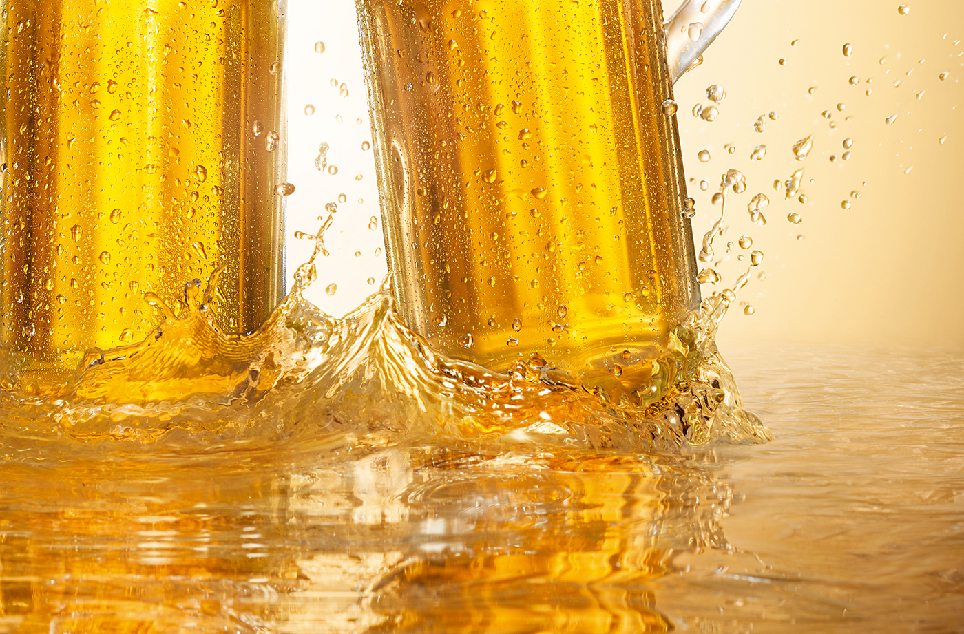 beer retouch splash water explosion creative wave glass Realism yellow advertise digital studio Post Production drink