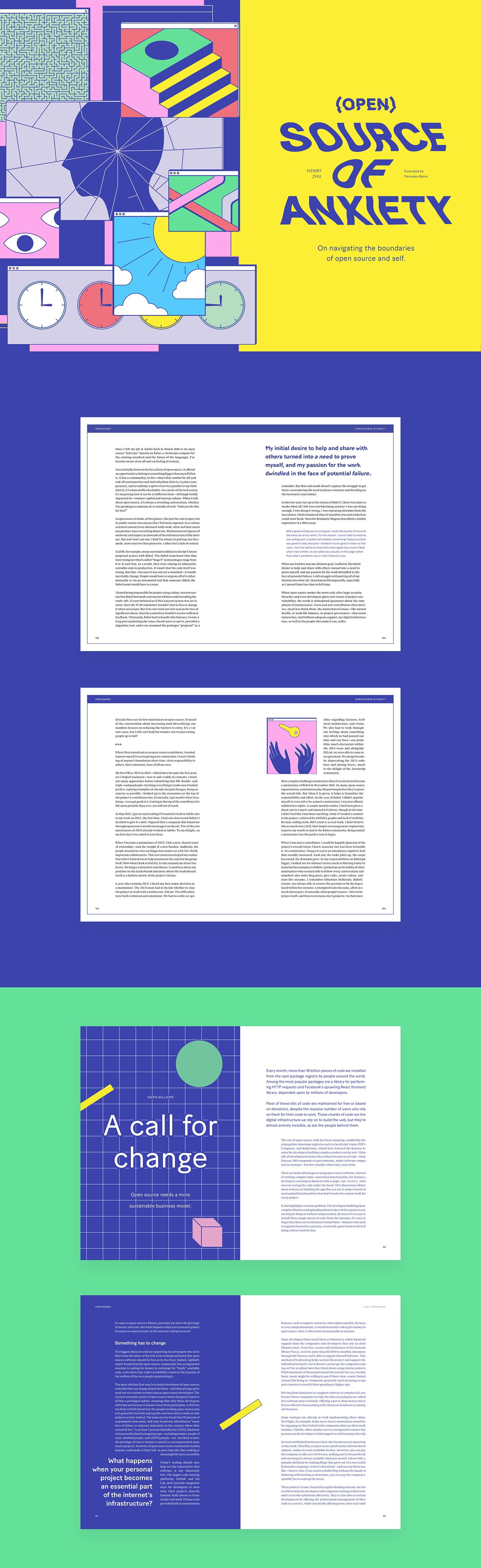 magazine Layout editorial design  graphic design  open source tech Collaboration publication print spot color