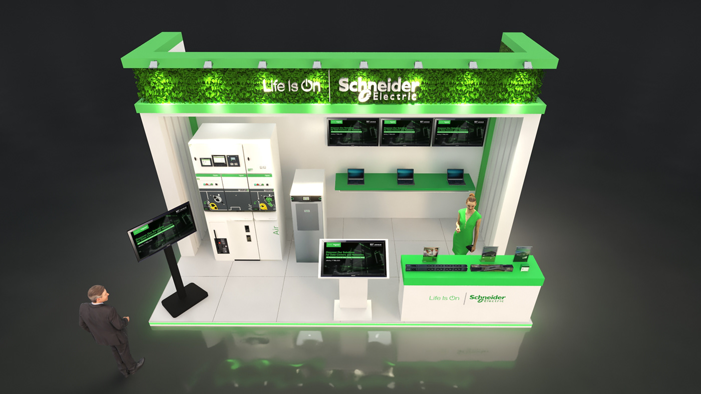 3d modeling 3ds max booth design Event Exhibition  exhibition stand schneider electric