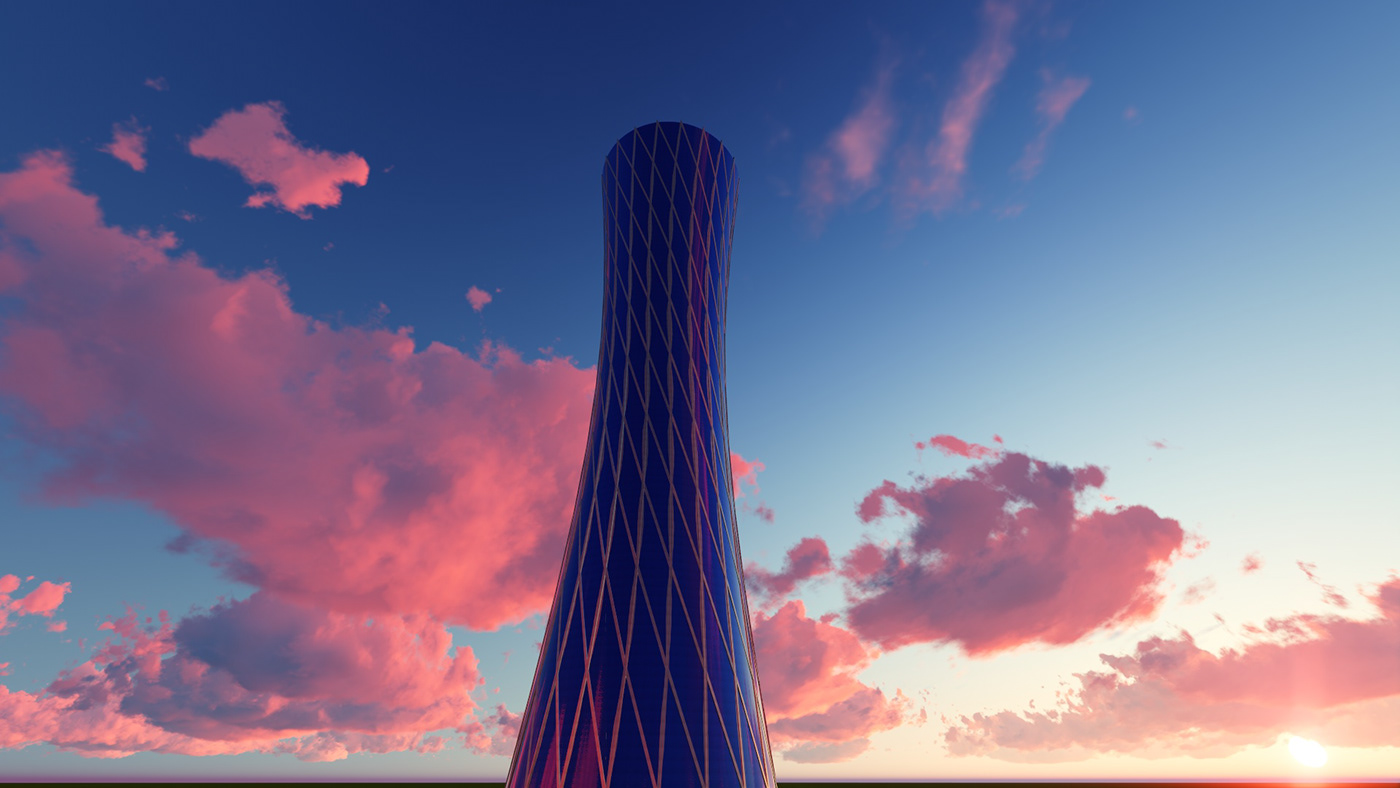 3D architecture cloud exterior modern Render SKY tornado tower visualization
