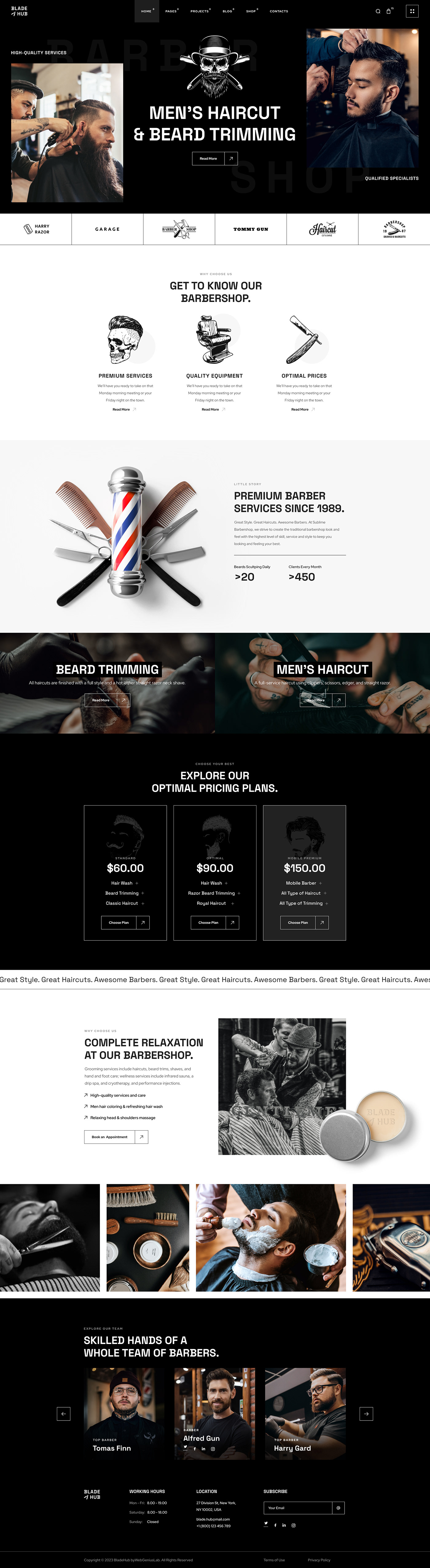 barber barbershop haircut hairstyle beard wordpress UI/UX Website man